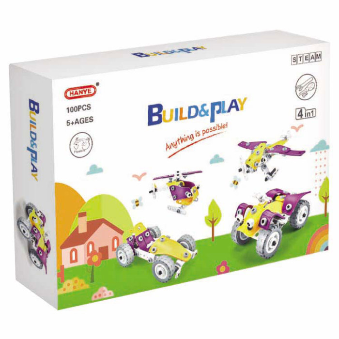 Конструктор Build&Play 4 в 1 Гонки 100 ел. (J-7743)