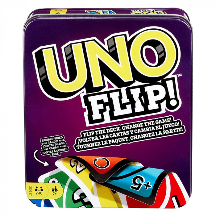 Настільна гра Уно флип (Uno Flip) Металева коробка