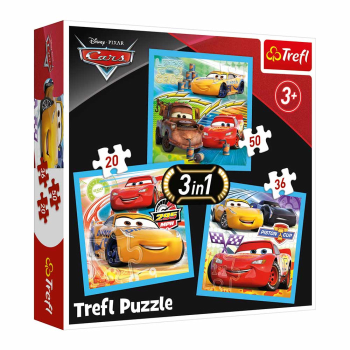 Пазл Trefl 3 в 1 Дісней Тачки